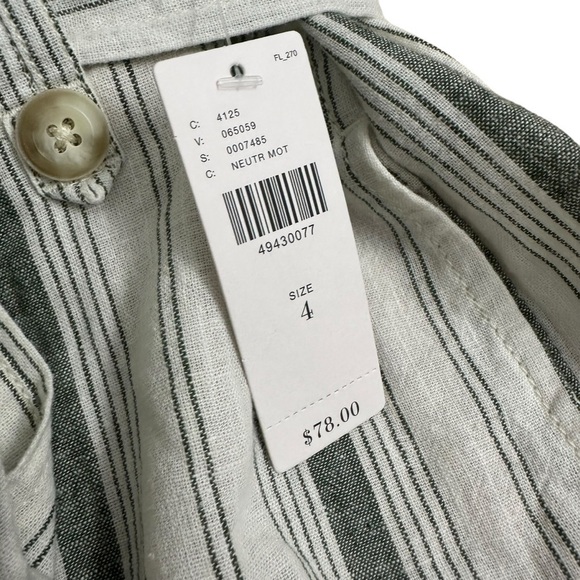 Anthropologie Shorts High Waisted White Stripe White Linen Boho Size 4 Small - Picture 6 of 8